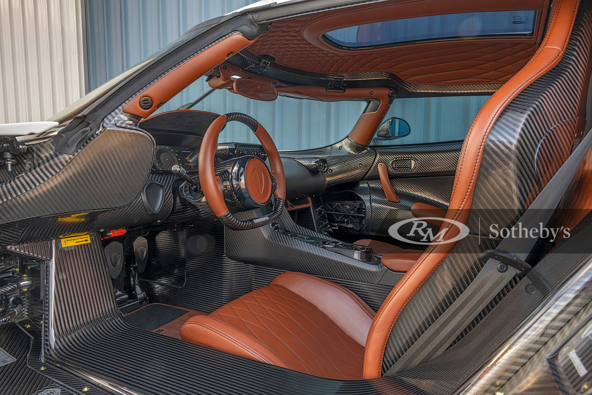 Bespoke Interior of Crystal White/Clear Carbon 2019 Koenigsegg Regera available at RM Sotheby’s Arizona Live Auction 2021